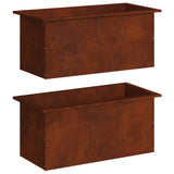 Garden Planter with LED 2 pcs Rusty 40 x 80 x 40 cm - Front View