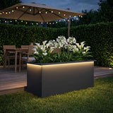 Garden Planter with LED Antracite 40 x 100 x 40 cm Steel