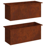 Garden Planter with LED 2 pcs Rusty 40 x 100 x 40 cm - Front View