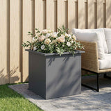 Garden Planter with LED Antracite 50 x 50 x 48 cm Steel - Side View