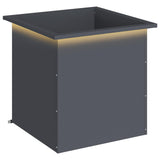 Garden Planter with LED Antracite 50 x 50 x 48 cm Steel - Front View