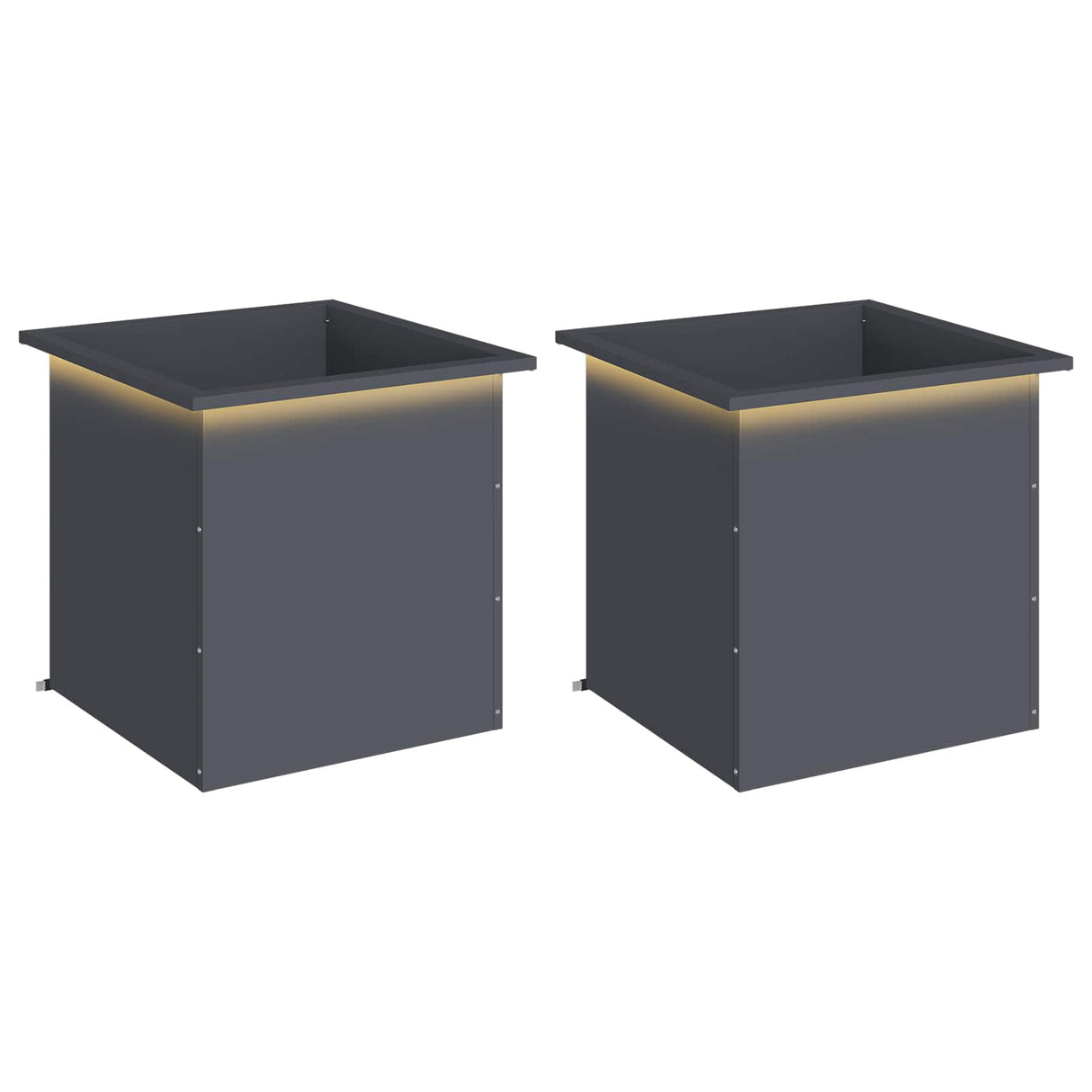 Garden Planter with LED 2 pcs Antracite 50 x 50 x 48 cm Steel