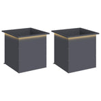 Garden Planter with LED 2 pcs Antracite 50 x 50 x 48 cm Steel