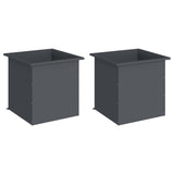 Garden Planter with LED 2 pcs Antracite 50 x 50 x 48 cm Steel