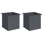 Garden Planter with LED 2 pcs Antracite 50 x 50 x 48 cm Steel