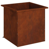 Garden Planter with LED Rusty 50 x 50 x 48 cm Weathering Steel - Top-Down View