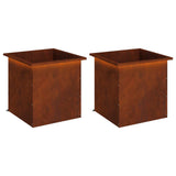 Garden Planter with LED 2 pcs Rusty 50 x 50 x 48 cm