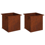 Garden Planter with LED 2 pcs Rusty 50 x 50 x 48 cm