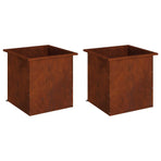 Garden Planter with LED 2 pcs Rusty 50 x 50 x 48 cm