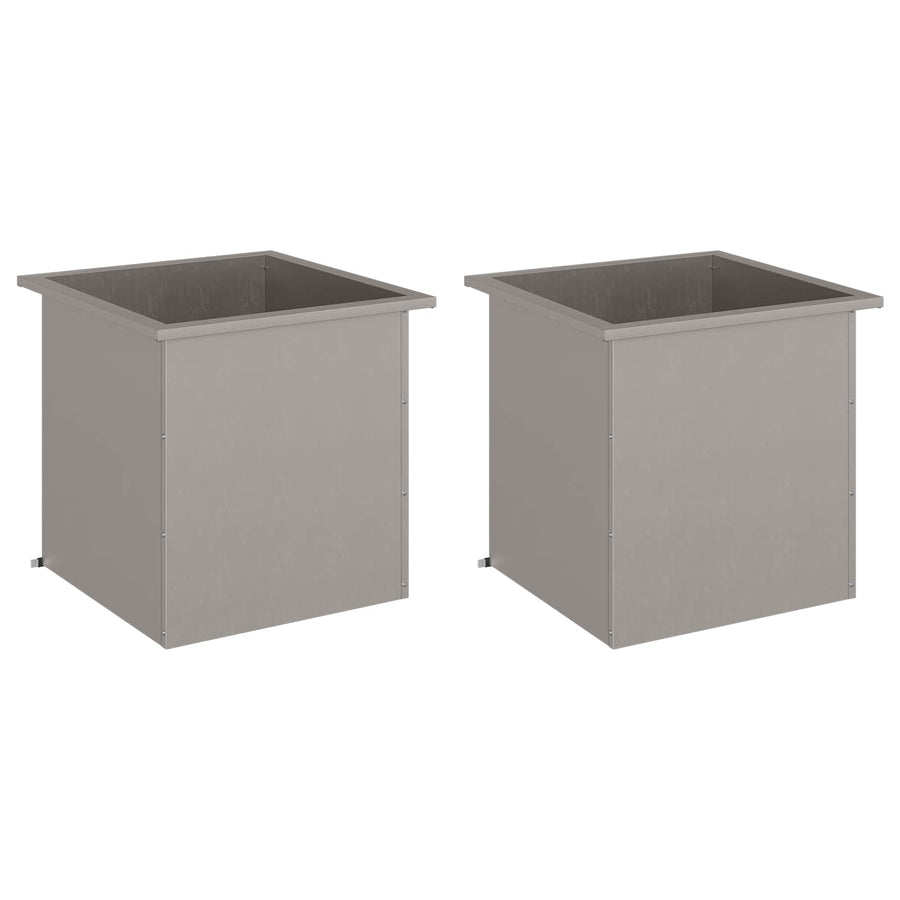 Garden Planter with LED 2 pcs Rusty 50 x 50 x 48 cm
