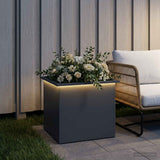 Garden Planter with LED Antracite 50 x 60 x 48 cm Steel - Side View