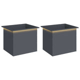 Garden Planter with LED 2 pcs Antracite 50 x 60 x 48 cm Steel - Front View