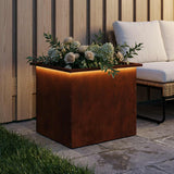 Garden Planter with LED Rusty 50 x 60 x 48 cm Weathering Steel - Side View