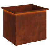 Garden Planter with LED Rusty 50 x 60 x 48 cm Weathering Steel - Front View