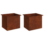 Garden Planter with LED 2 pcs Rusty 50 x 60 x 48 cm