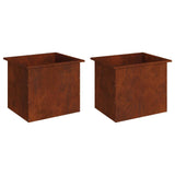 Garden Planter with LED 2 pcs Rusty 50 x 60 x 48 cm - Front View