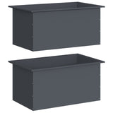 Garden Planter with LED 2 pcs Antracite 50 x 80 x 48 cm Steel - Front View