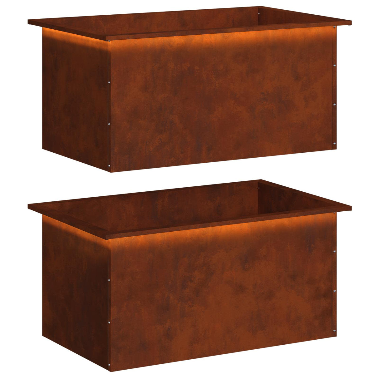 Garden Planter with LED 2 pcs Rusty 50 x 80 x 48 cm