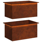 Garden Planter with LED 2 pcs Rusty 50 x 80 x 48 cm