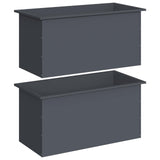 Garden Planter with LED 2 pcs Antracite 50 x 100 x 48 cm Steel - Front View