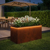 Garden Planter with LED Rusty 50 x 100 x 48 cm Weathering Steel