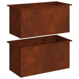 Garden Planter with LED 2 pcs Rusty 50 x 100 x 48 cm