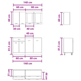Kitchen Unit Lyon 4 pcs Concrete Grey Engineered Wood - Close-Up Angle