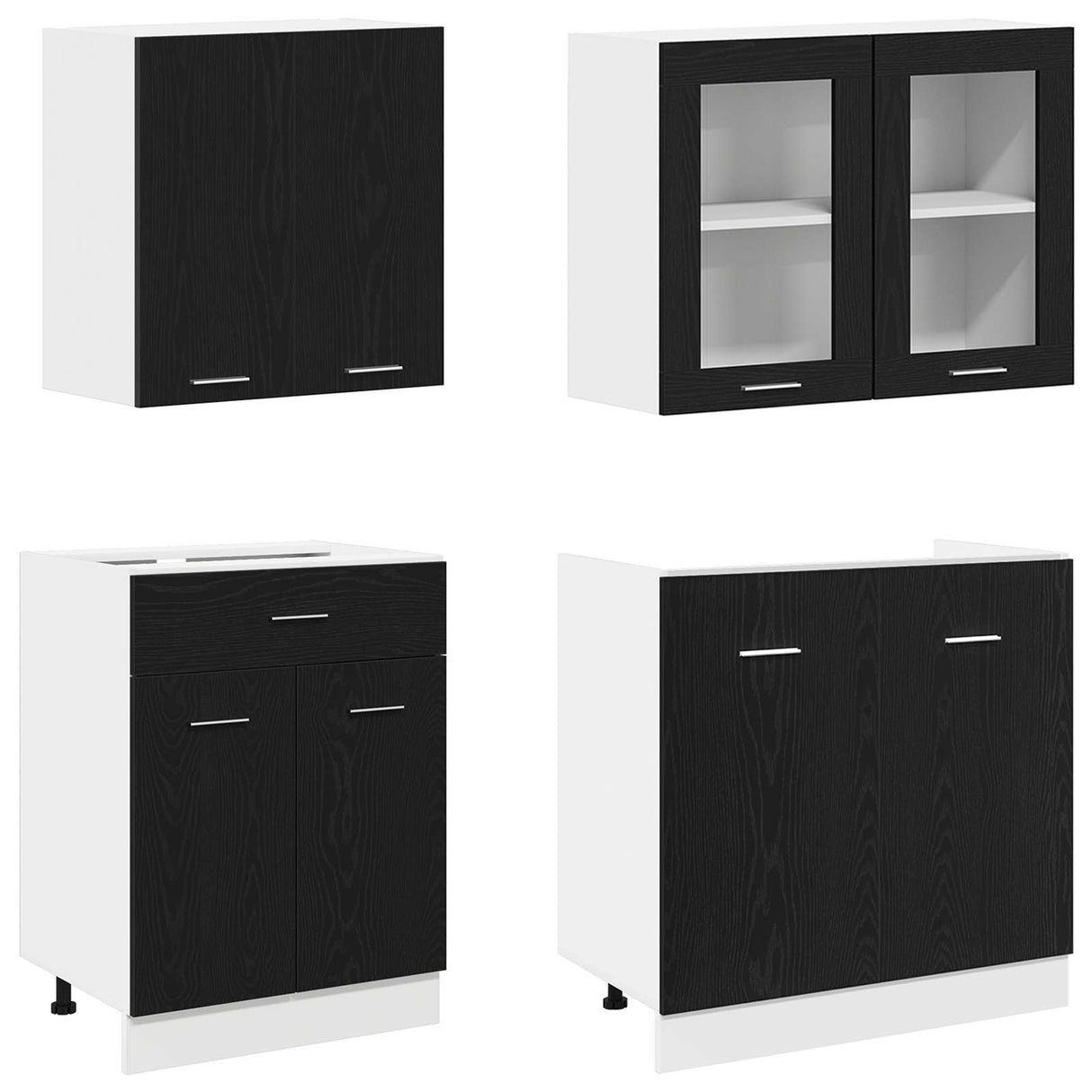 Kitchen Unit Lyon 4 pcs Black Oak Engineered Wood