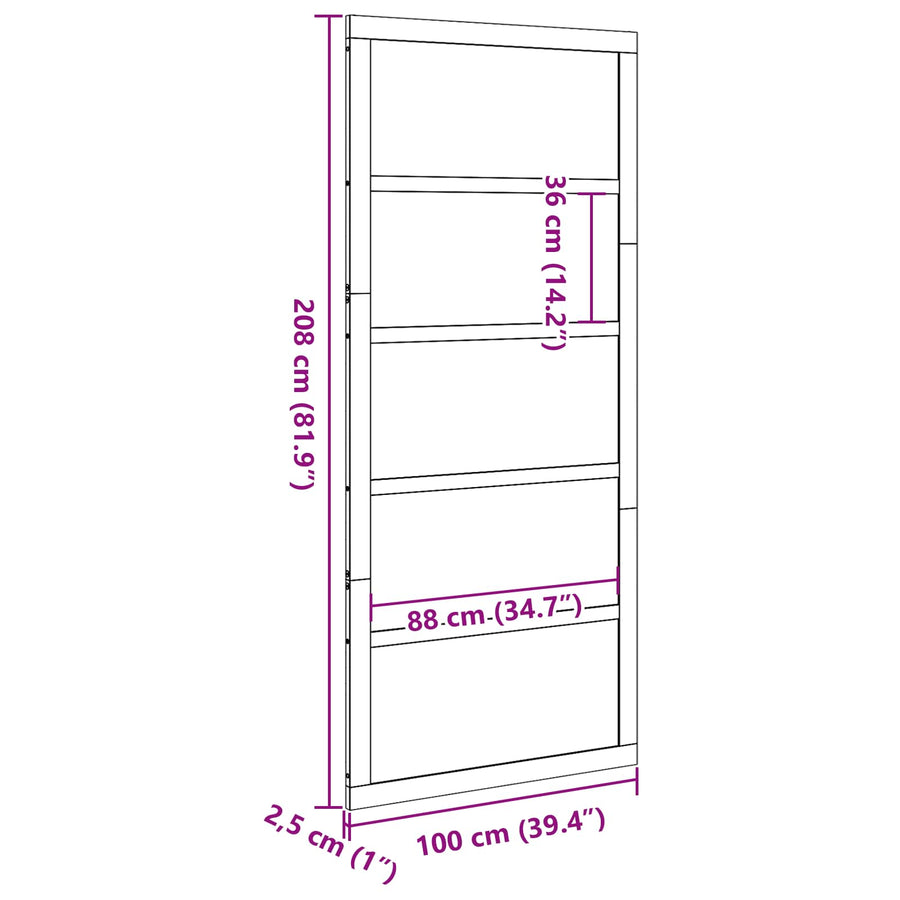 Barn Door 100 x 2,5 x 208 cm Solid Pine Wood White