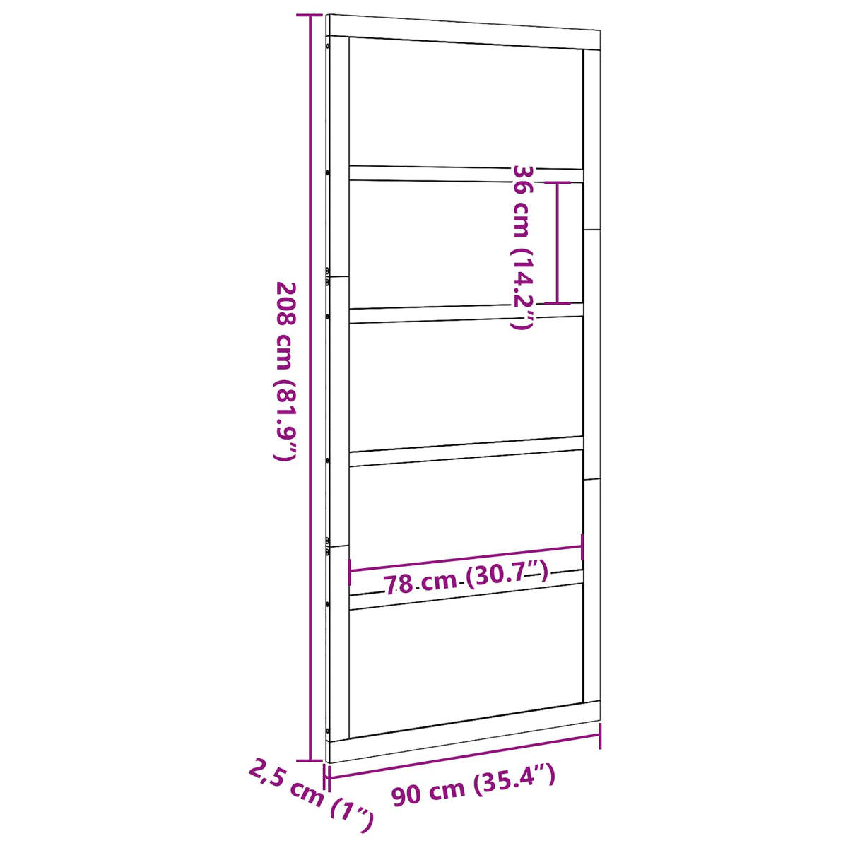 Barn Door 90 x 2,5 x 208 cm Solid Pine Wood Natural