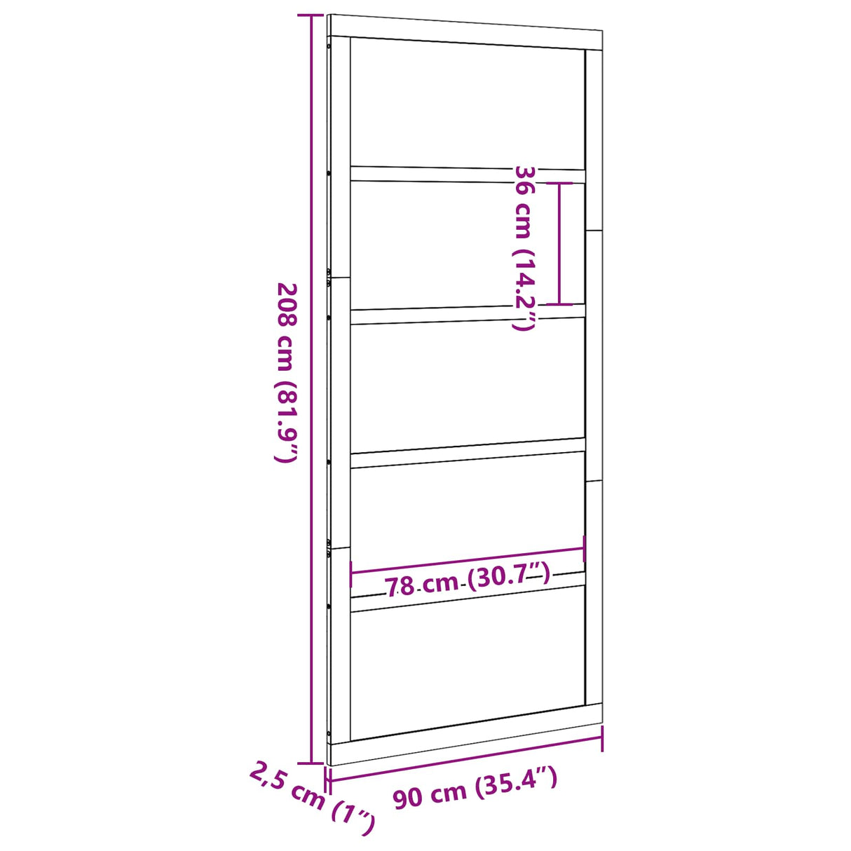 Barn Door Wax Brown 90 x 2,5 x 208 cm Solid Pine Wood