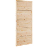 Barn Door Natural 80 x 2,5 x 208 cm Solid Pine Wood - Rear View