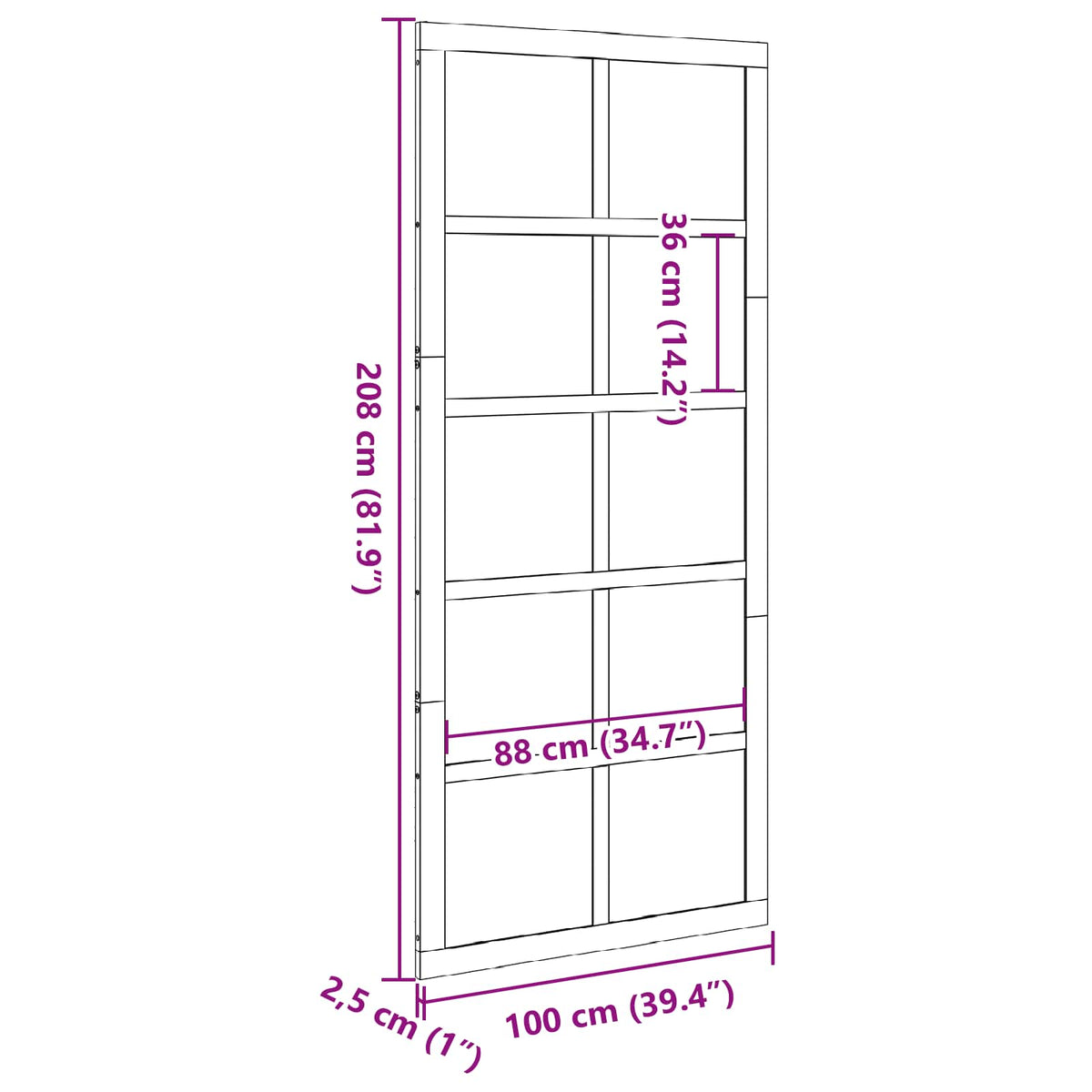 Barn Door 100 x 2,5 x 208 cm Solid Pine Wood White