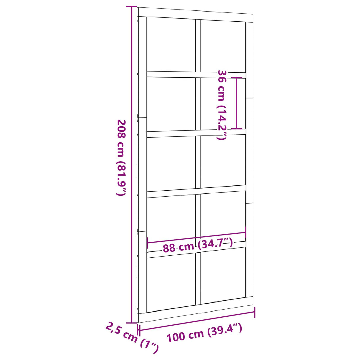 Barn Door Wax brown 100 x 2,5 x 208 cm Solid Pine Wood