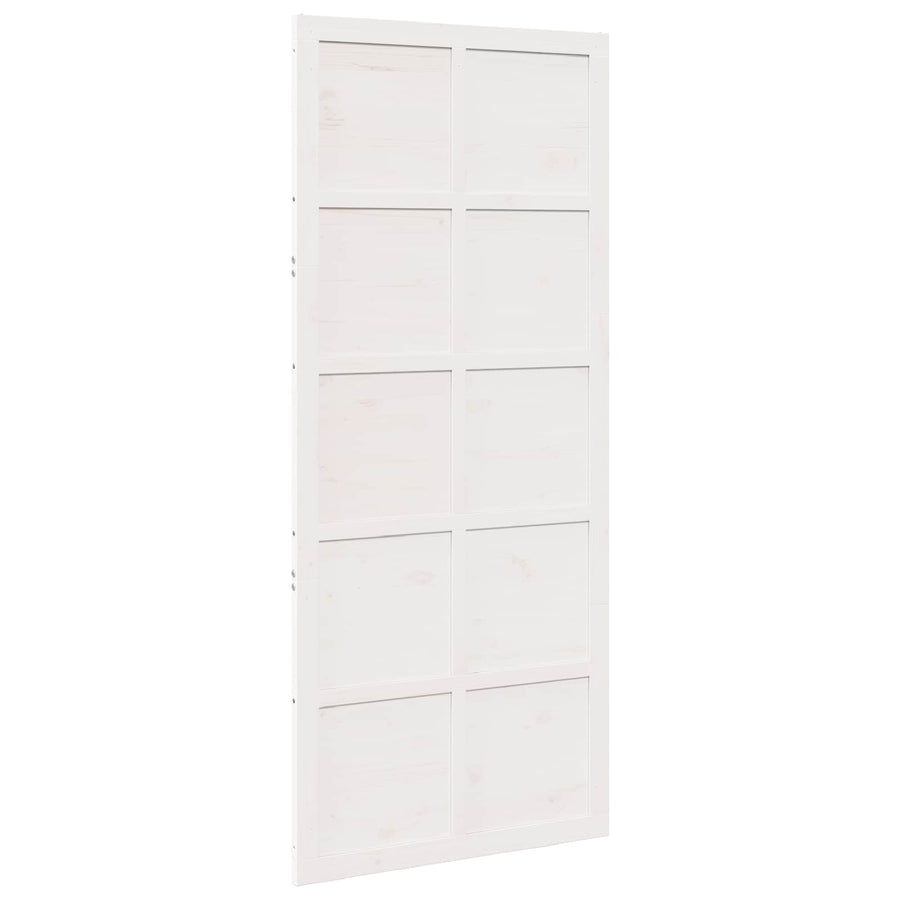 Barn Door 90 x 2,5 x 208 cm Solid Pine Wood White