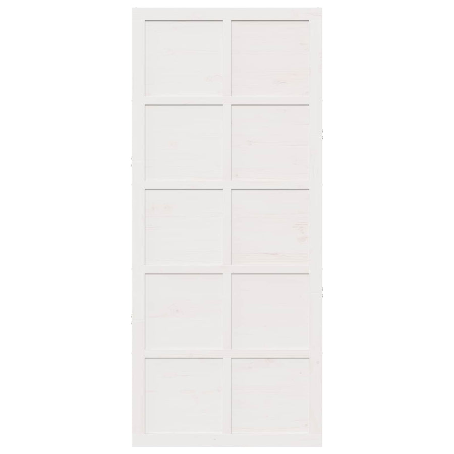 Barn Door 90 x 2,5 x 208 cm Solid Pine Wood White