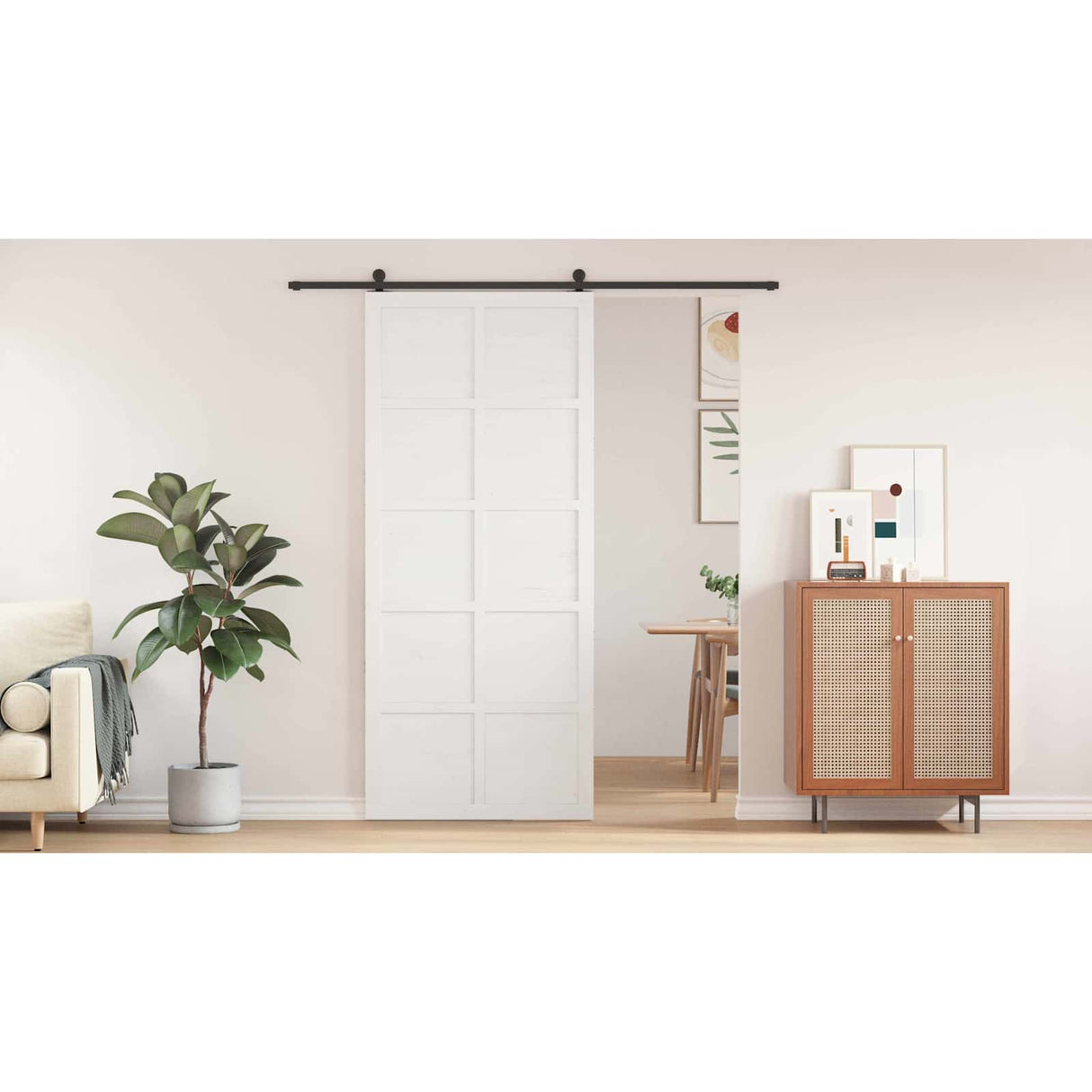 Barn Door White 80 x 2,5 x 208 cm Solid Pine Wood