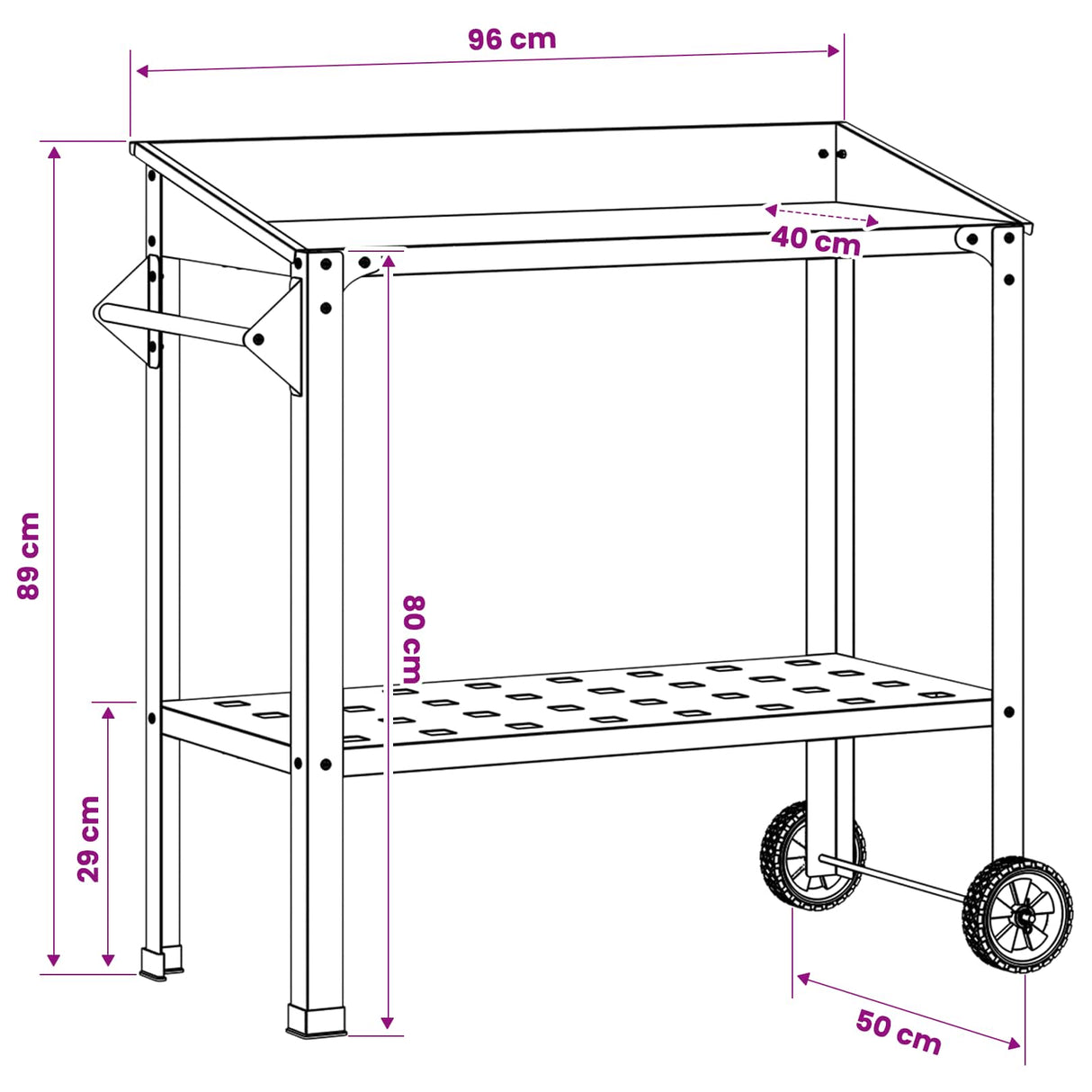 Potting Table with Wheels 96 x 50 x 89 cm Cold-rolled Steel