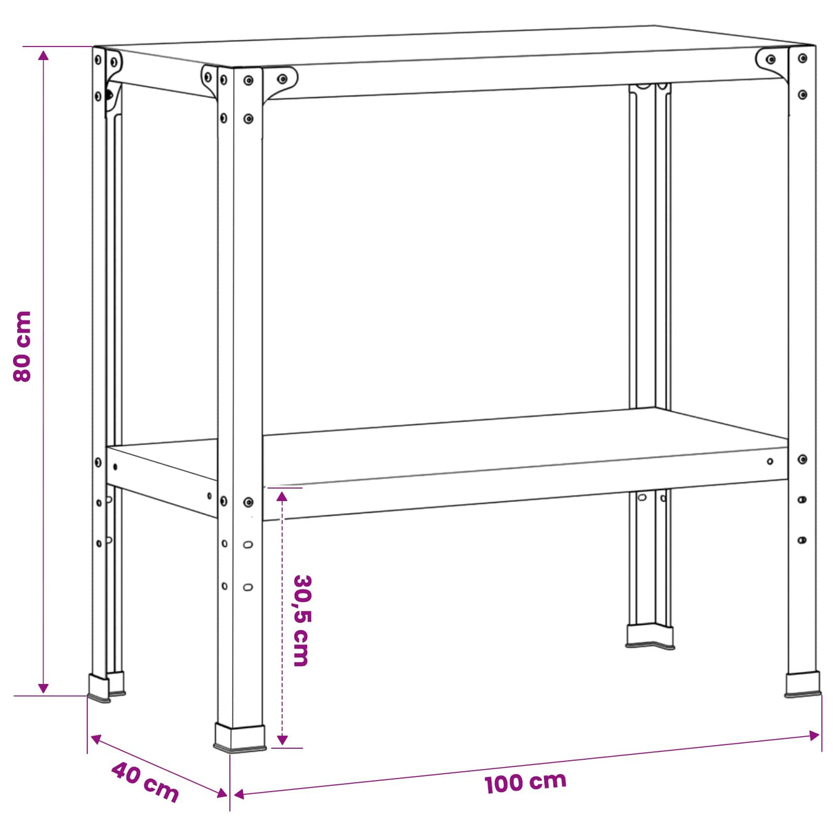 Potting Table 100 x 40 x 80 cm Powder-Coated Steel Black
