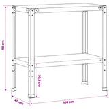 Potting Table 100 x 40 x 80 cm Powder-Coated Steel Black - Close-Up Angle