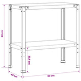 Potting Table 80 x 40 x 80 cm Powder-Coated Steel Black - Close-Up Angle