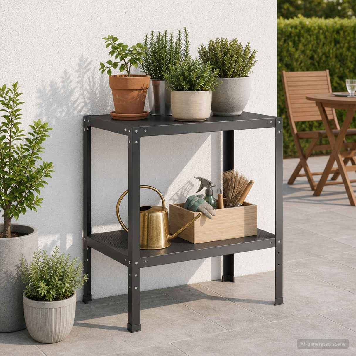 Potting Table 100 x 50 x 80 cm Powder-Coated Steel Black