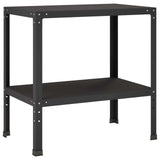 Potting Table 100 x 50 x 80 cm Powder-Coated Steel Black - Front View