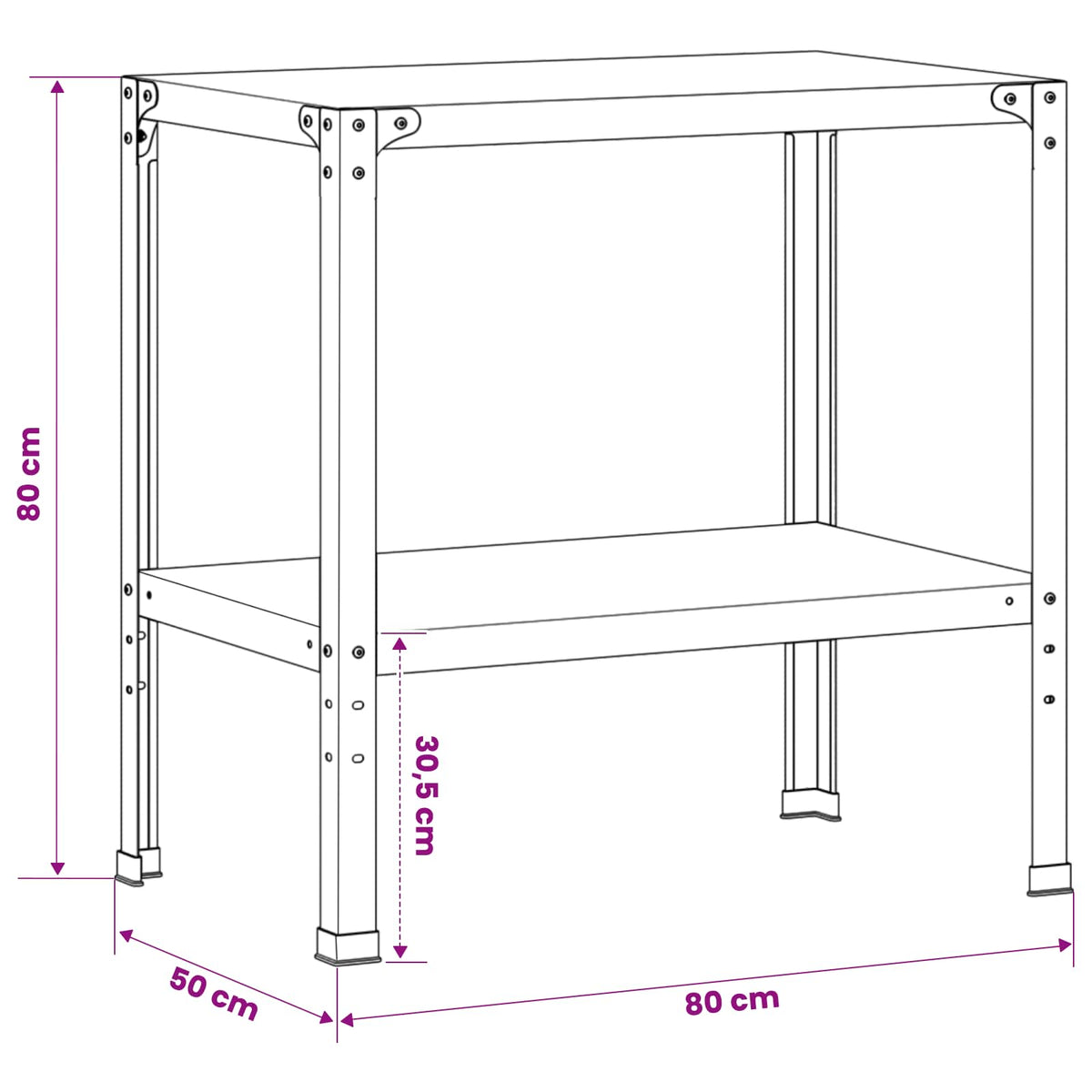 Potting Table 80 x 50 x 80 cm Powder-Coated Steel Black