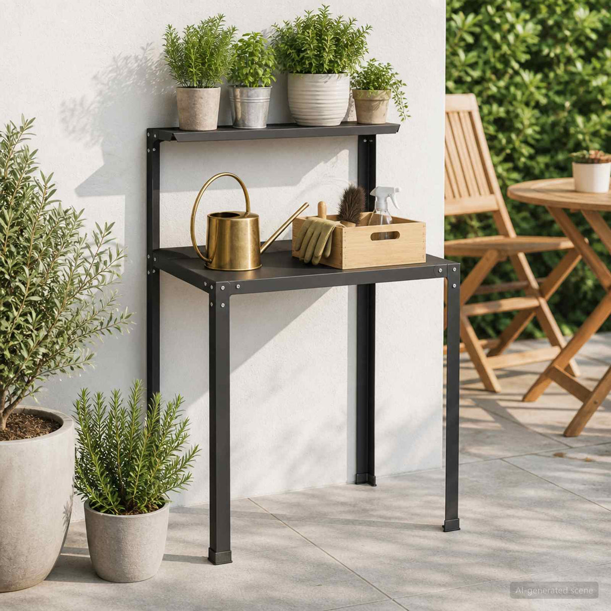 Potting Table 100 x 50 x 104 cm Powder-Coated Steel Black