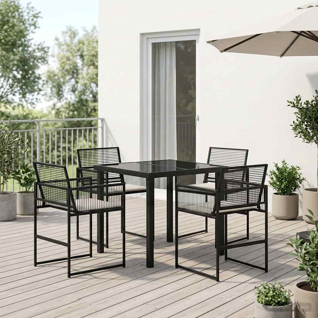 Garden Dining Set 5 pcs Black Poly Rattan