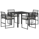 Garden Dining Set 5 pcs Black Poly Rattan - Front View