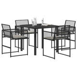 Garden Dining Set 5 pcs Black Poly Rattan - Side View