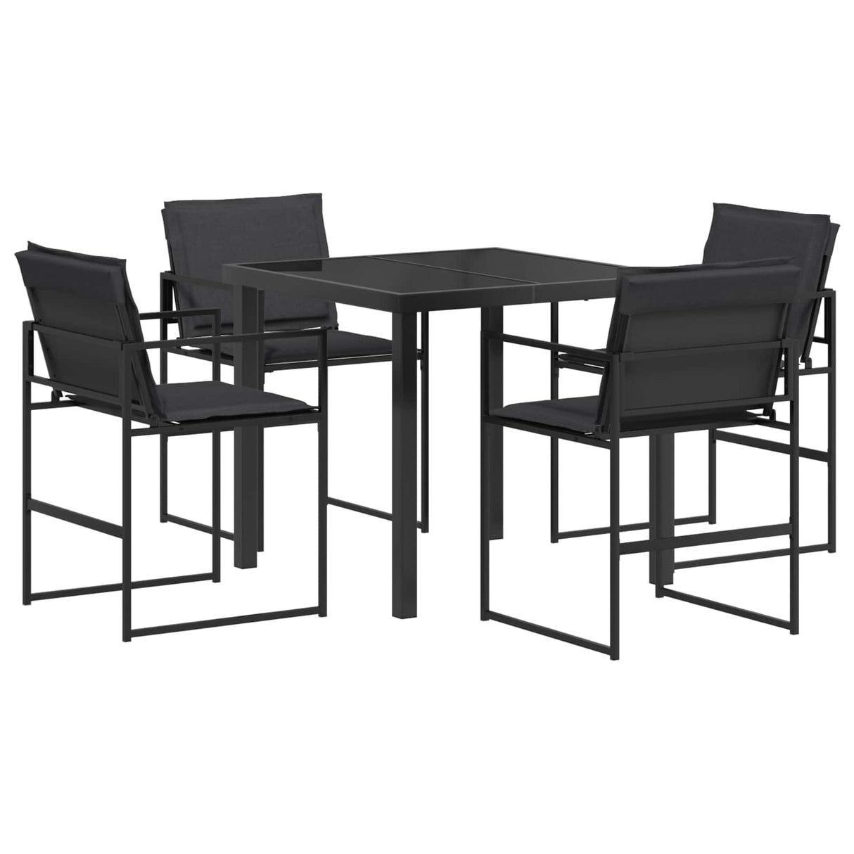 Garden Dining Set 5 pcs Black and Dark grey 80 x 80 x 73 cm