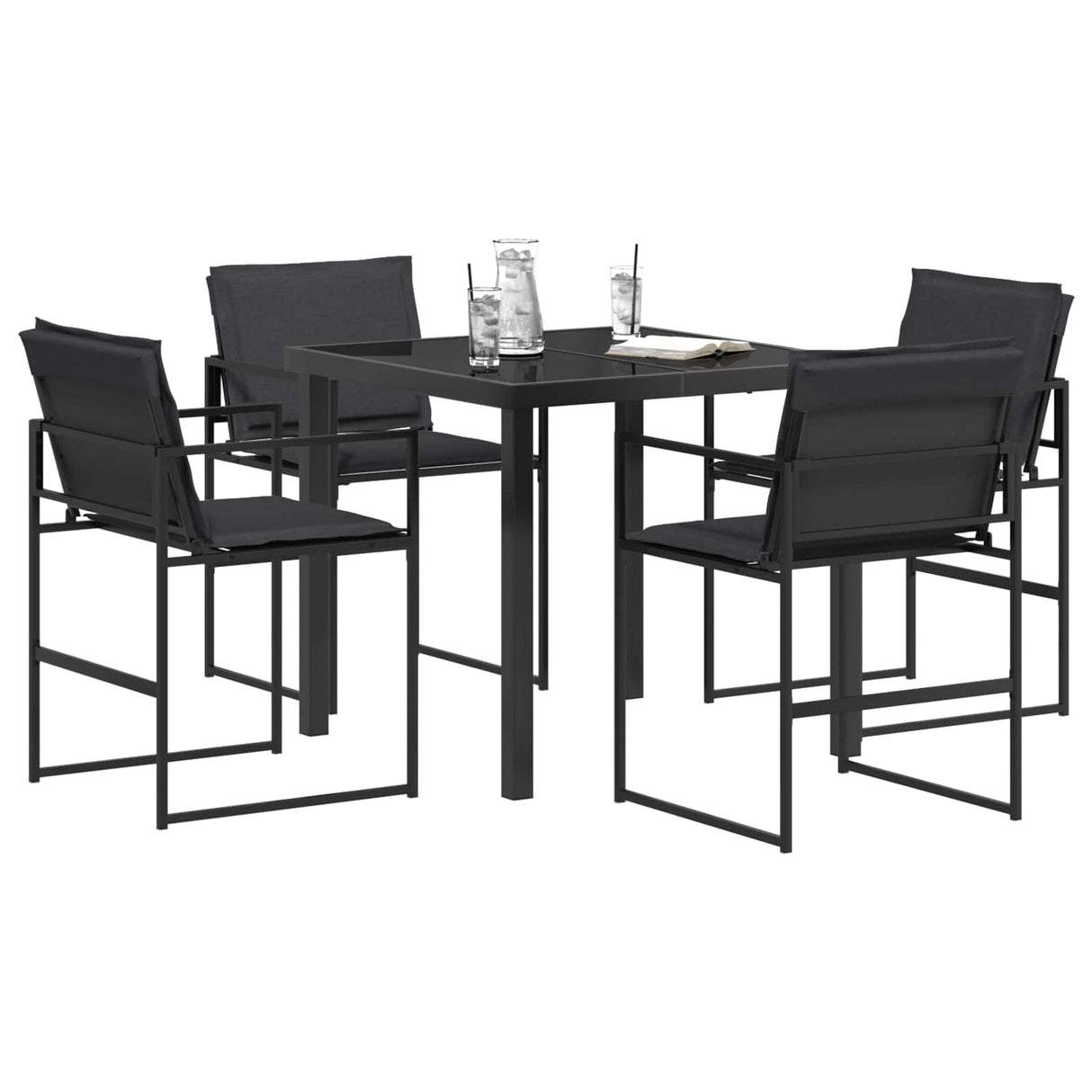 Garden Dining Set 5 pcs Black and Dark grey 80 x 80 x 73 cm